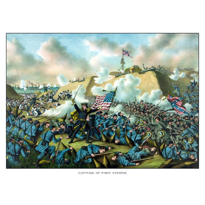 Digitally restored Civil War print depicting the Union Armys capture of Fort Fisher Poster Print Image 1