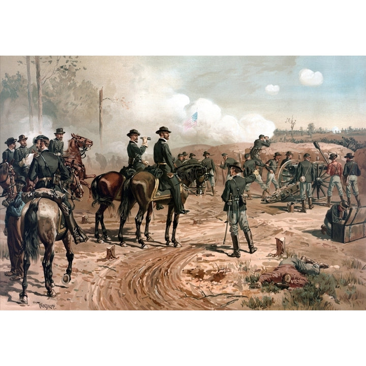 Digitally restored Civil War artwork featuring General Sherman on horseback Poster Print Image 2