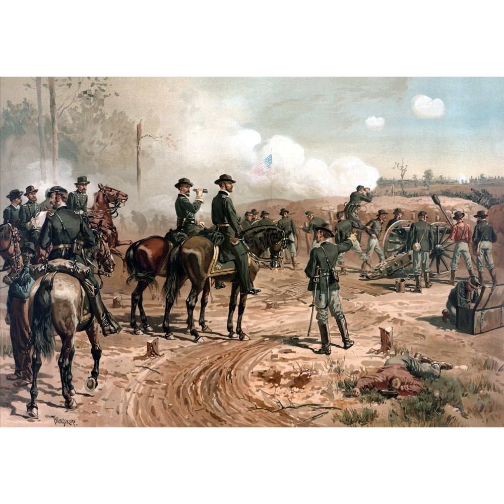 Digitally restored Civil War artwork featuring General Sherman on horseback Poster Print Image 1