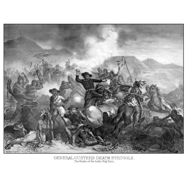 Digitally restored vintage military print featuring The Battle of Little Bighorn Poster Print Image 1