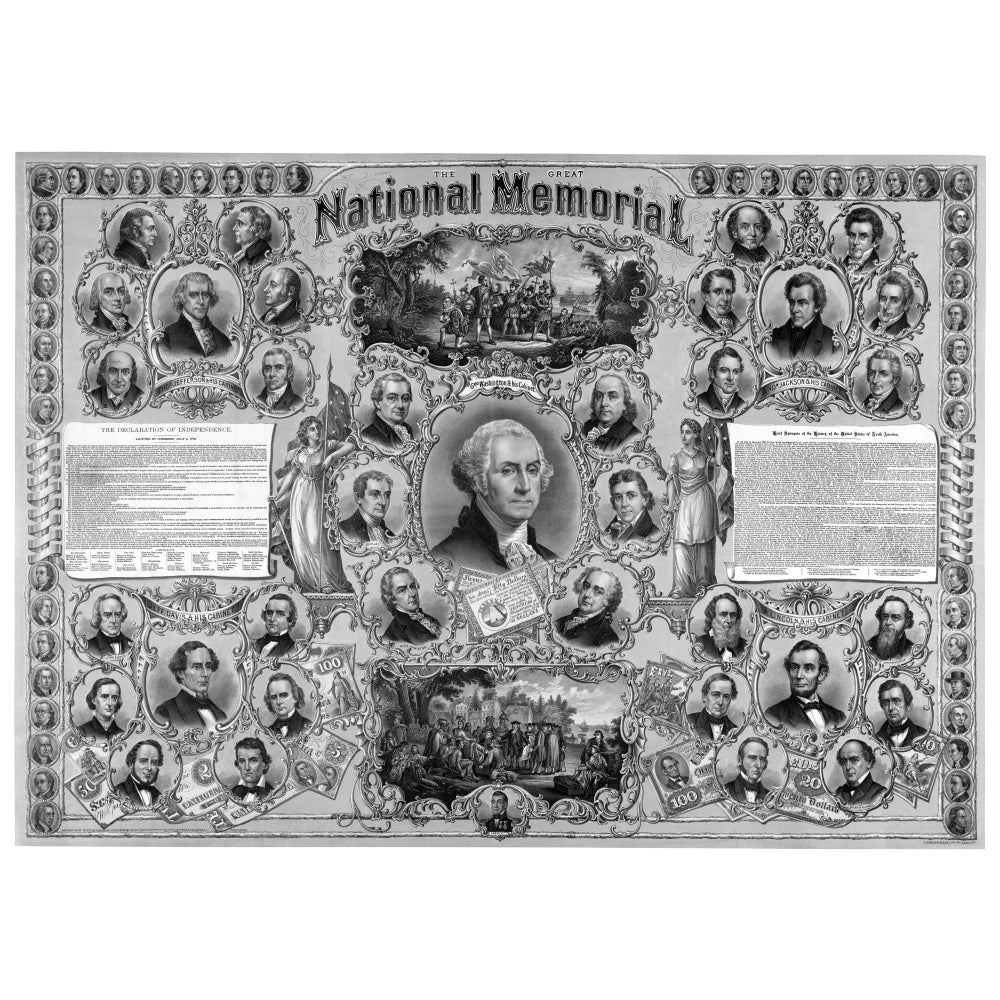 Digitally restored vintage print featuring great leaders from American history Poster Print Image 1