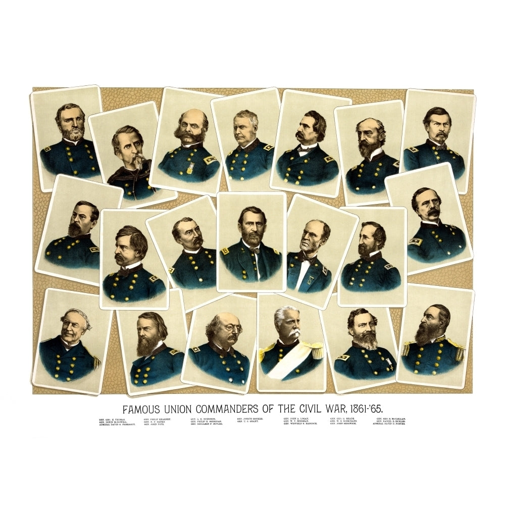 Digitally restored Civil War print featuring Famous Union Commanders Poster Print Image 1