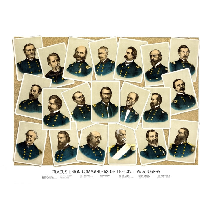 Digitally restored Civil War print featuring Famous Union Commanders Poster Print Image 1