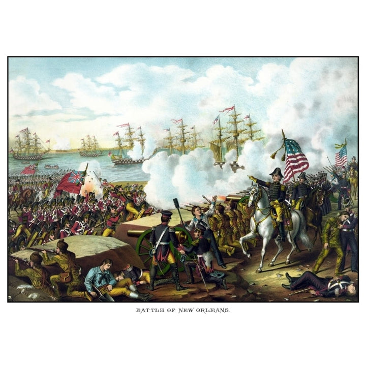 Digitally restored War of 1812 print at the Battle of Orleans Poster Print Image 1