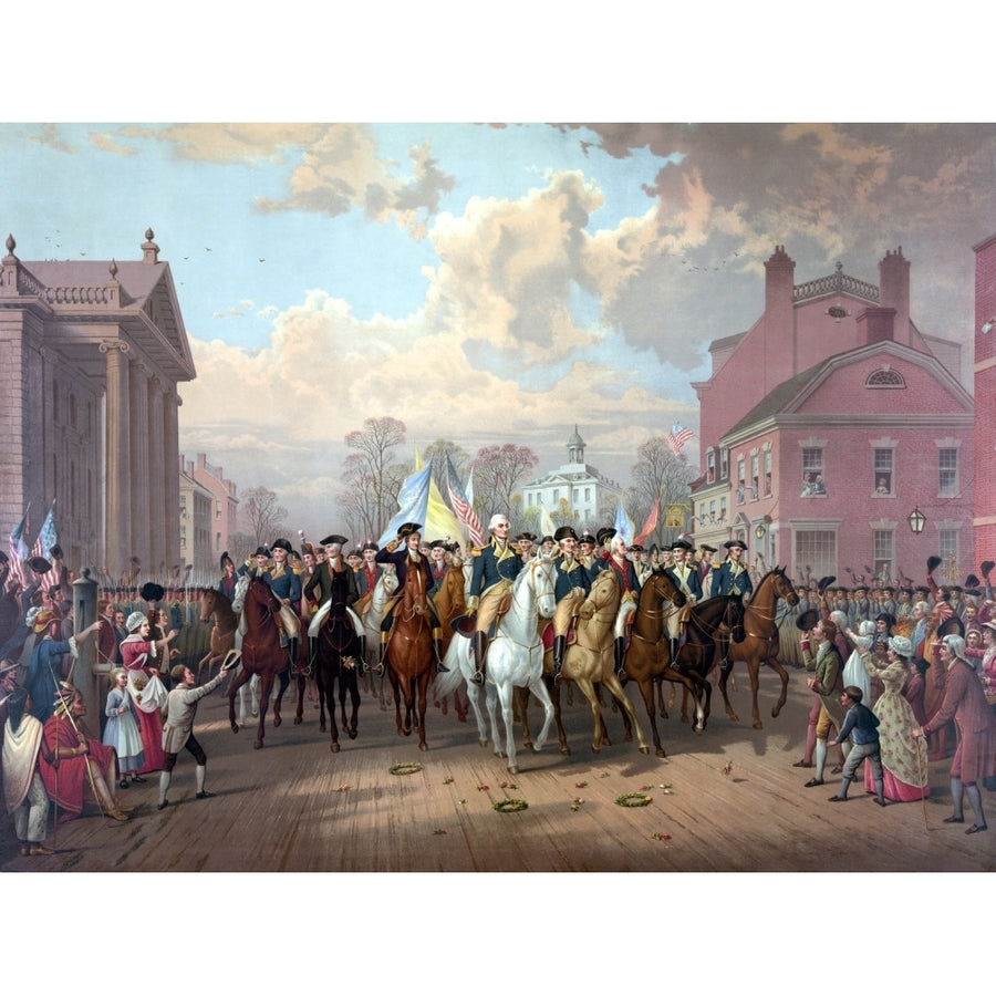 Digitally restored Revolutionary War painting of General George Washington and his men Poster Print Image 1