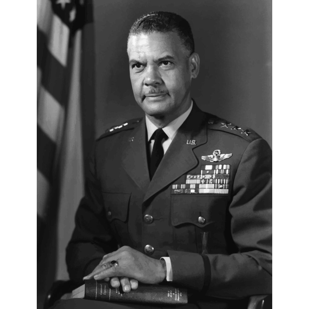 Digitally restored vector photograph of General Benjamin O. Davis Jr Poster Print Image 2