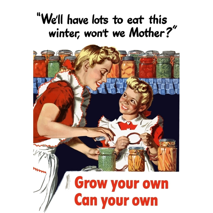 Vintage World War II poster of a mother and daughter canning vegetables Poster Print Image 2