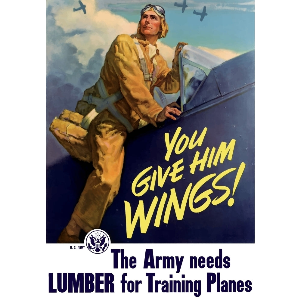 Vintage World War II poster of a pilot getting into his plane Poster Print Image 2