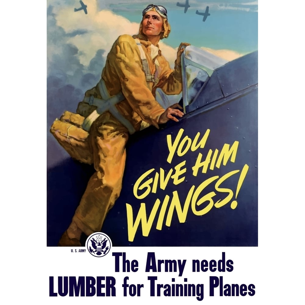 Vintage World War II poster of a pilot getting into his plane Poster Print Image 1