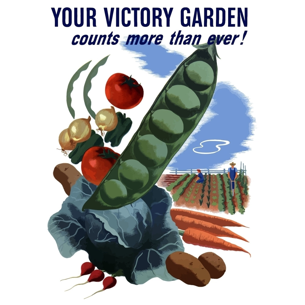 Vintage World War II poster of vegetables and a garden Poster Print Image 2