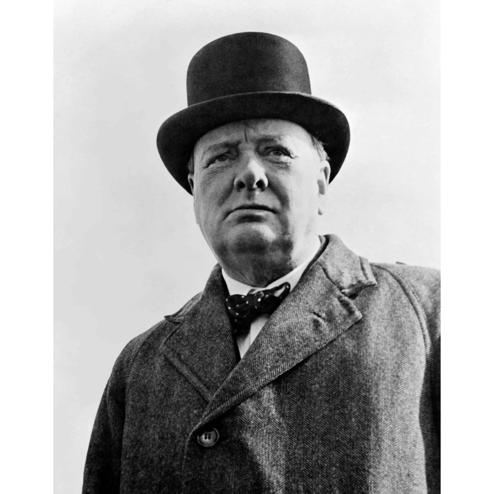 Digitally restored vector portrait of Sir Winston Churchill Poster Print Image 2