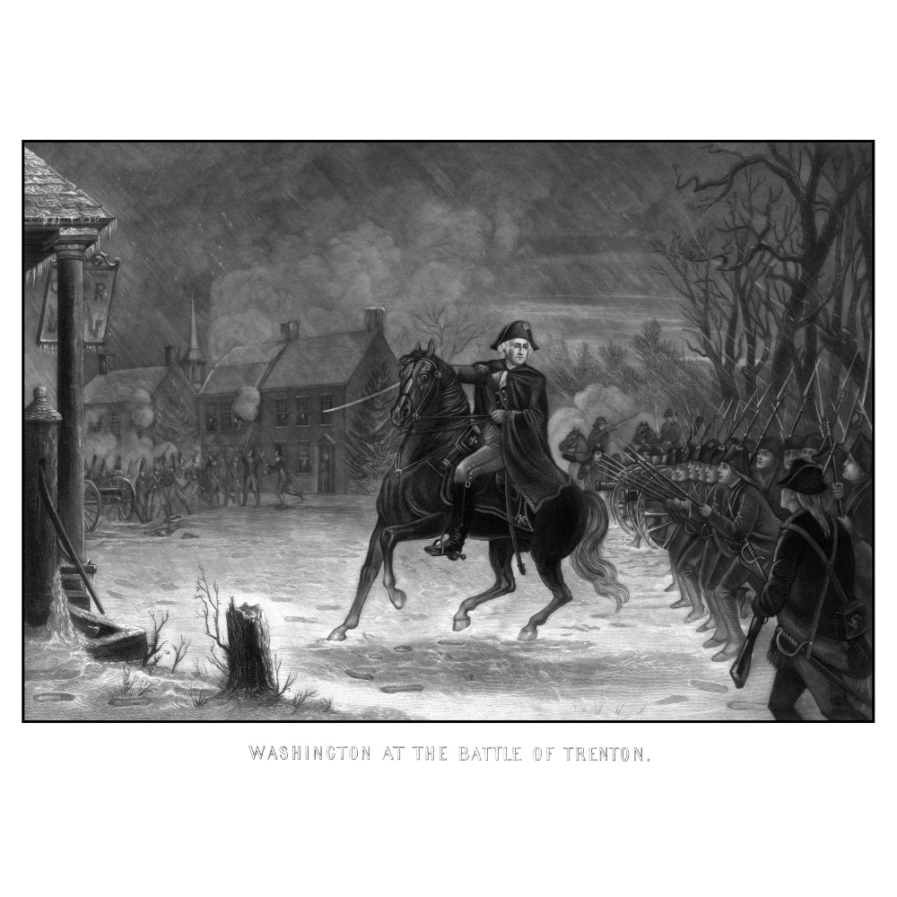 Vintage American History print of General George Washington at The Battle of Trenton Poster Print Image 2