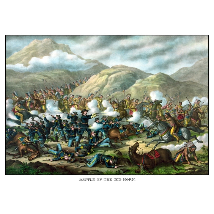 Vintage military print featuring The Battle of Little Bighorn Poster Print Image 1