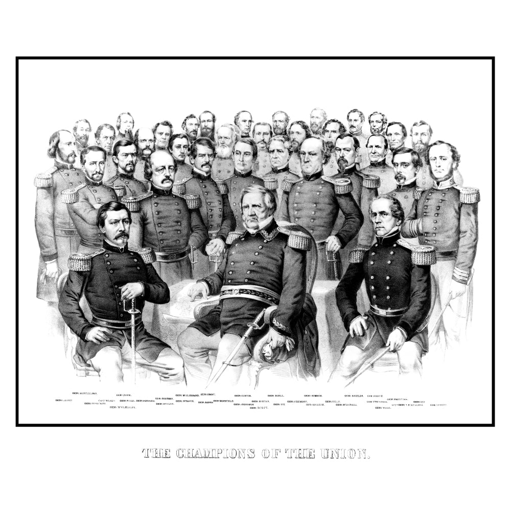 American Civil War print featuring a group portrait of early war Union Generals Poster Print Image 2