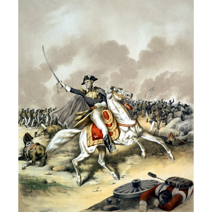 Vintage American history print of General Andrew Jackson on horseback Poster Print Image 1