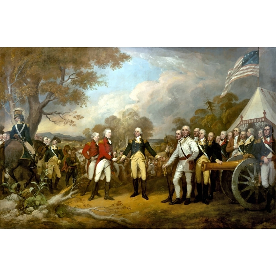 Revolutionary War Painting showing the surrender of British General John Burgoyne Poster Print Image 1