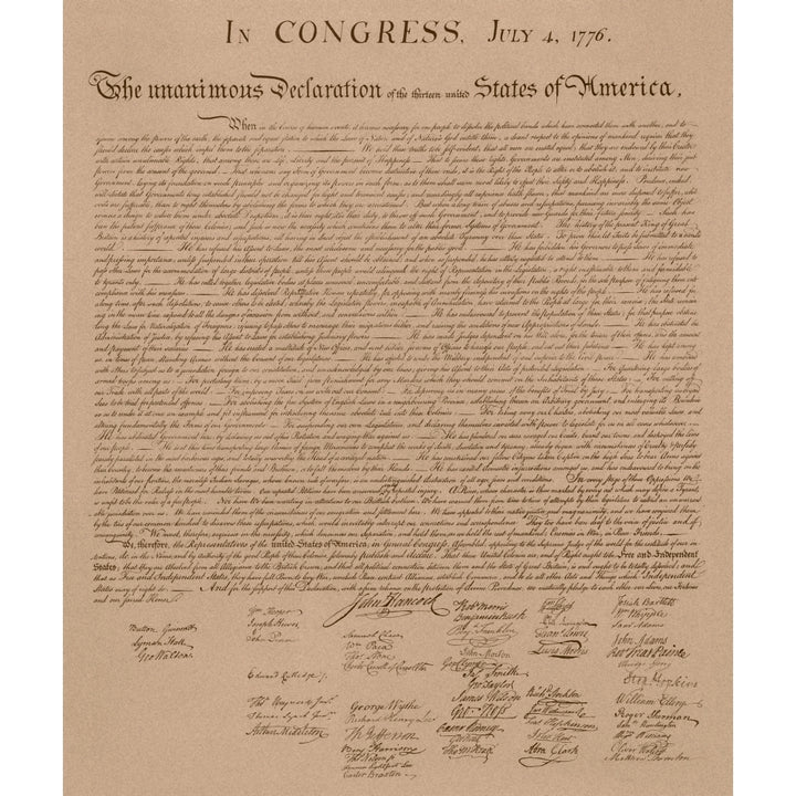 Vintage copy of The United States Declaration of Independence Poster Print Image 1