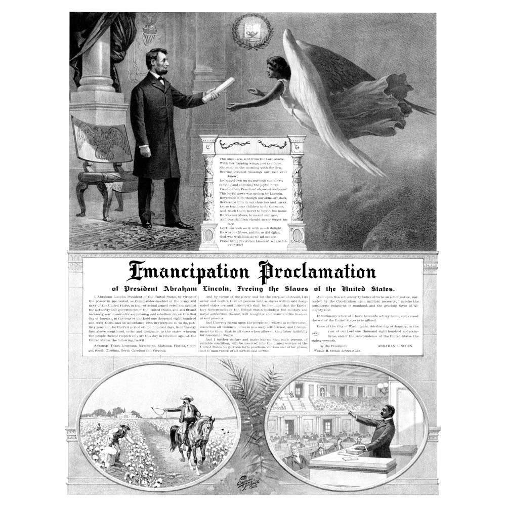 American History print of President Abraham Lincoln and the Emancipation Proclamation Poster Print Image 1