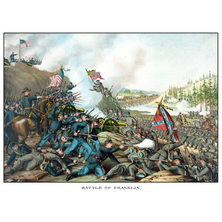 Vintage Civil War print of the Battle of Franklin Poster Print Image 1