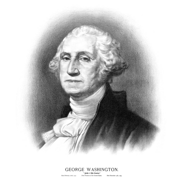 Vintage American History print of the bust of President George Washington Poster Print Image 1