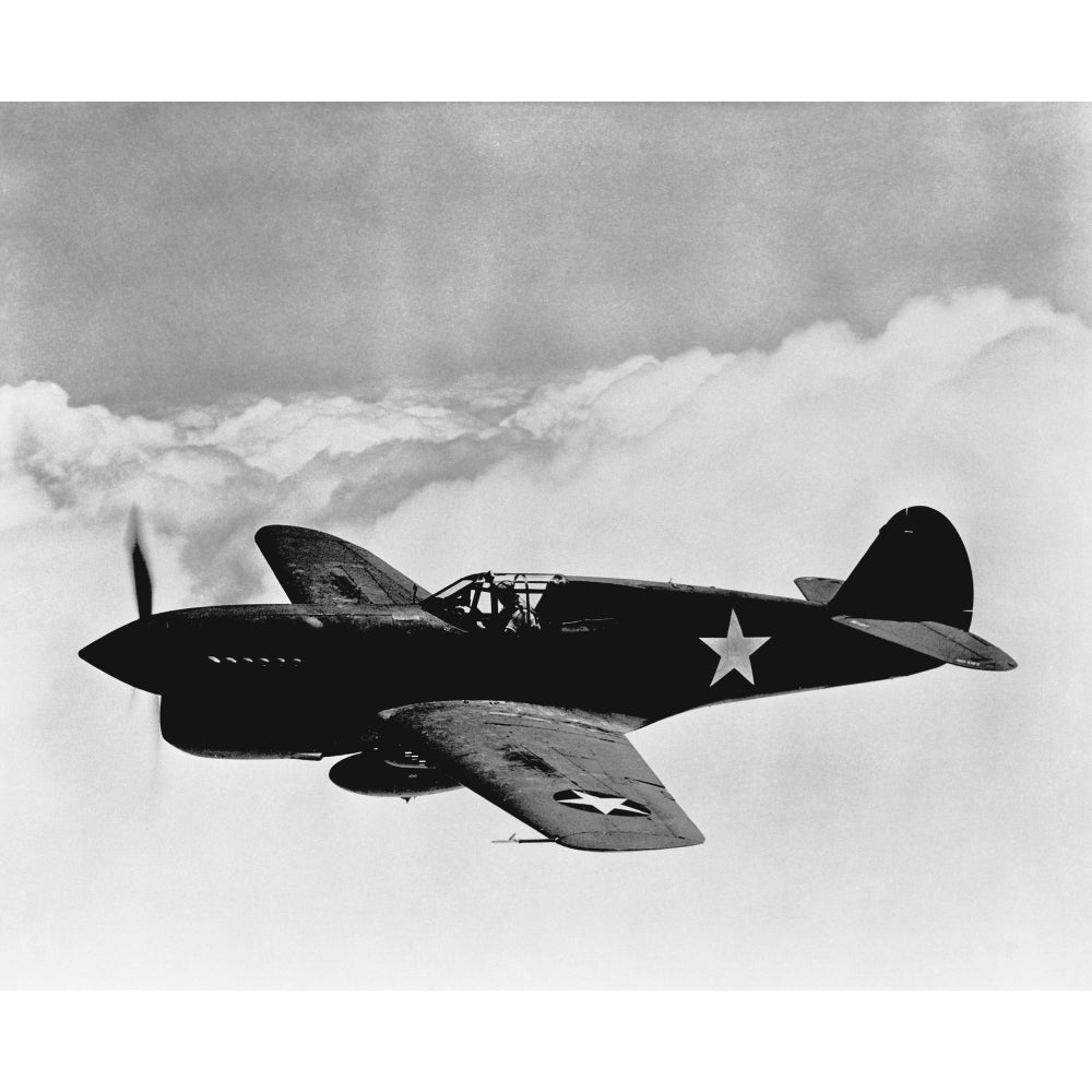 Vintage World War II photo of a P-40 fighter plane Poster Print Image 1