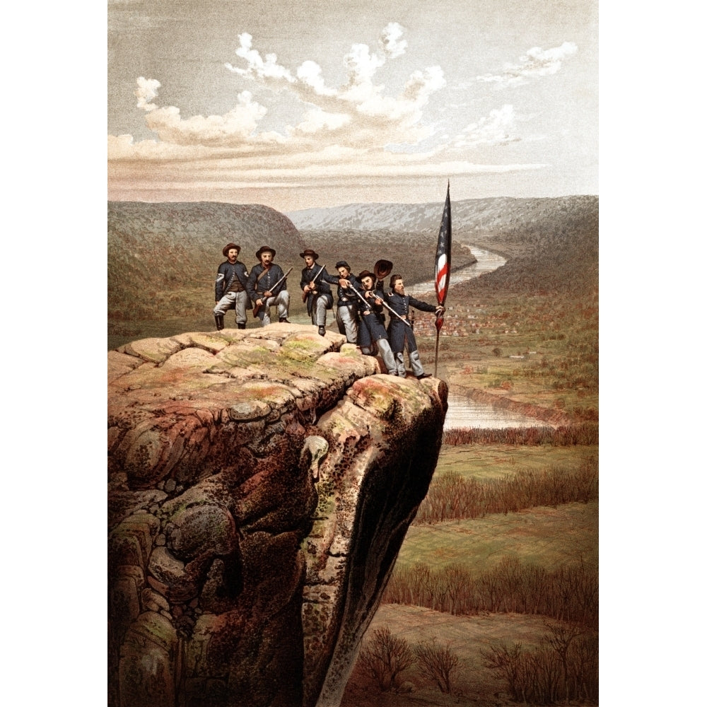 Vintage Civil War print of Union soldiers on the summit of Lookout Mountain Poster Print Image 2