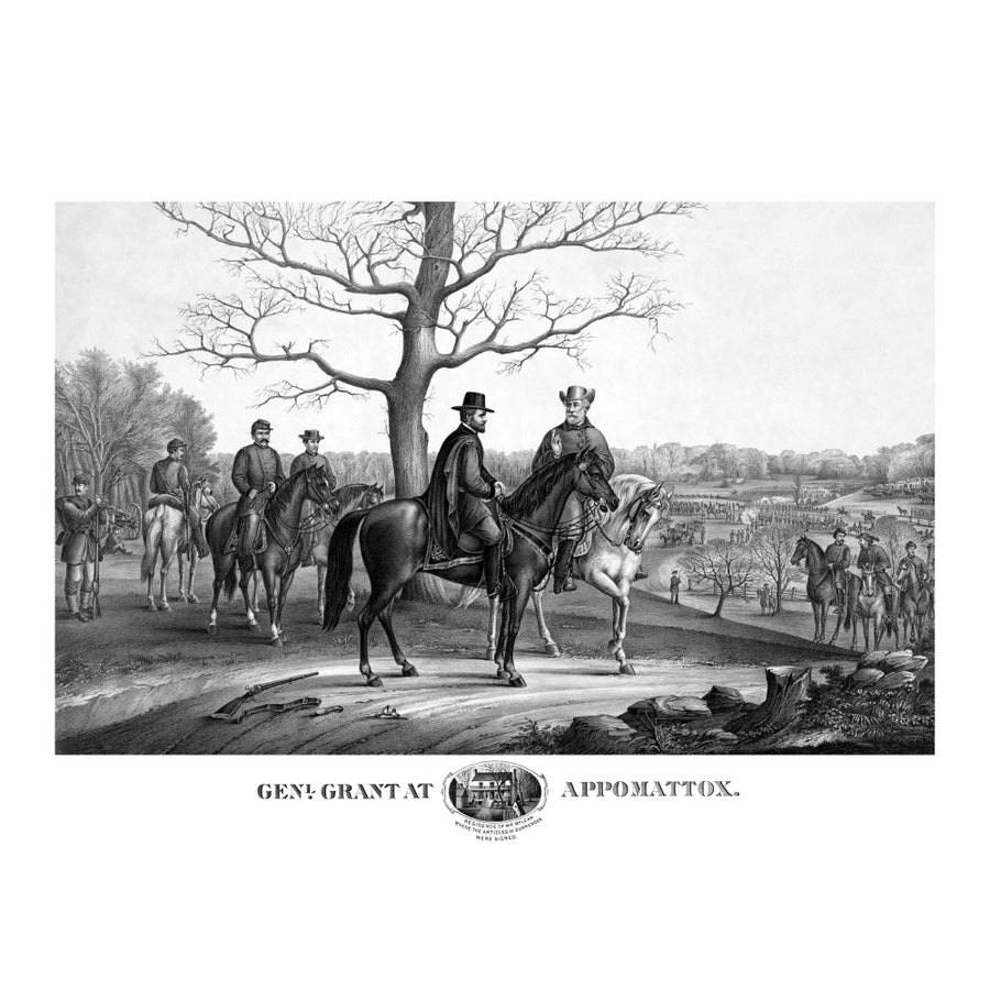 Vintage Civil War print showing Generals Robert E. Lee and Ulysses S. Grant Poster Print Image 1