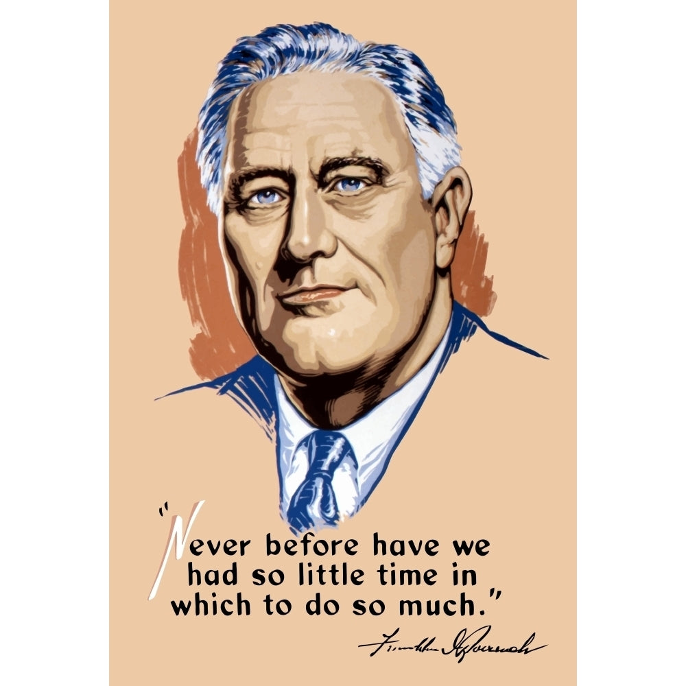 Vintage World War II artwork of President Franklin Delano Roosevelt Poster Print Image 1