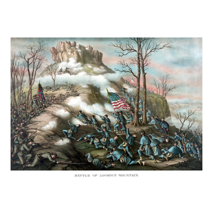 Vintage American Civil War print of The Battle of Lookout Mountain Poster Print Image 1