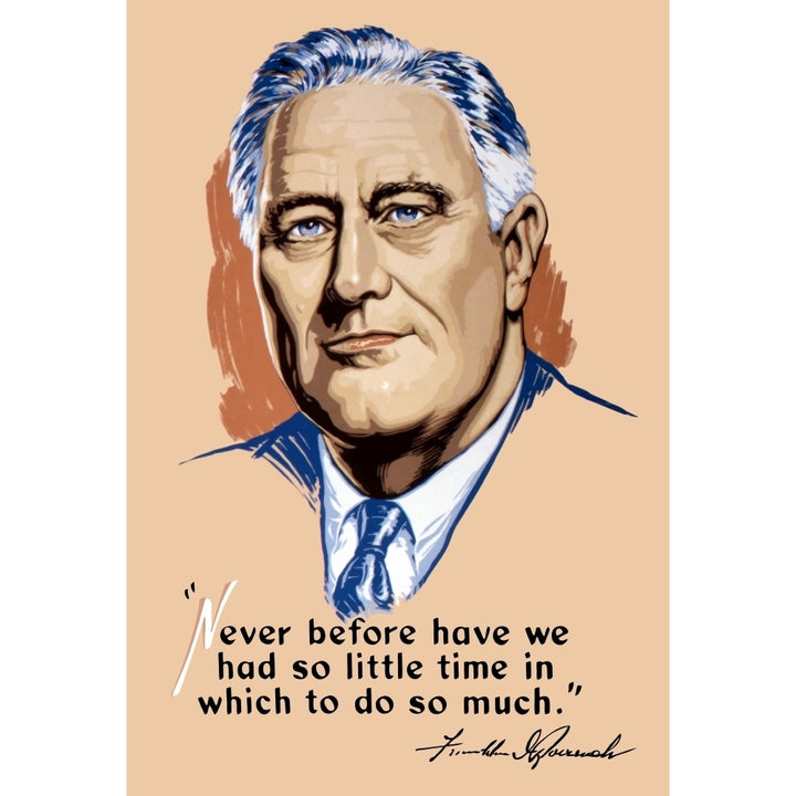 Vintage World War II artwork of President Franklin Delano Roosevelt Poster Print Image 2