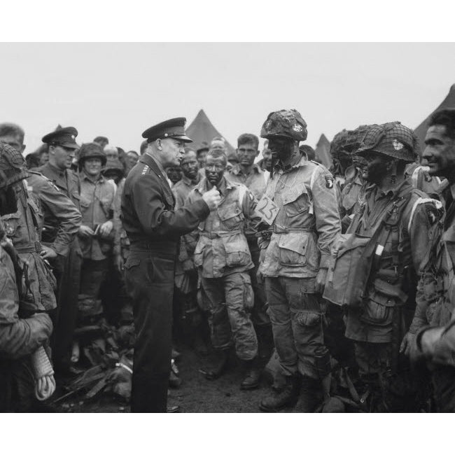 General Dwight D Eisenhower talking with soldiers of the 101st Airborne Division Poster Print by John Parrot/Stocktrek I Image 1