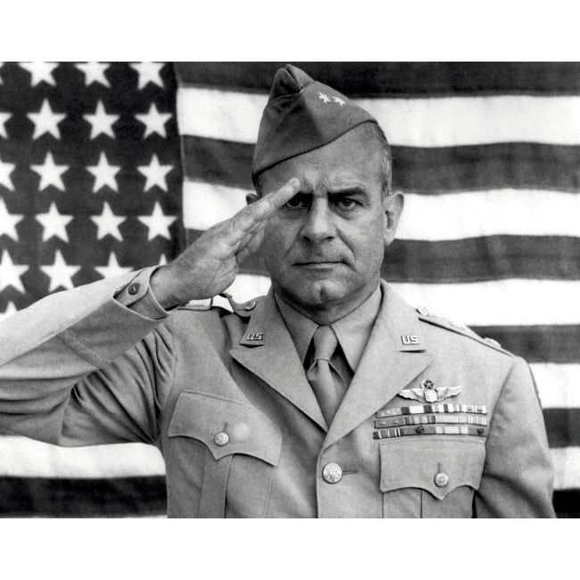 General James Jimmy Doolittle saluting with The American Flag Poster Print by John Parrot/Stocktrek Images Image 2