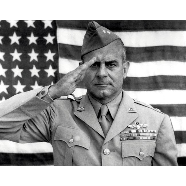 General James Jimmy Doolittle saluting with The American Flag Poster Print by John Parrot/Stocktrek Images Image 1