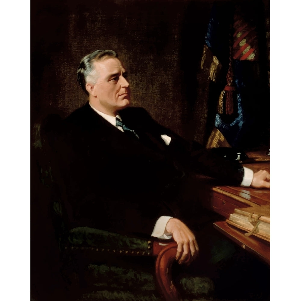 Digitally restored American history painting of President Franklin Roosevelt Poster Print Image 1