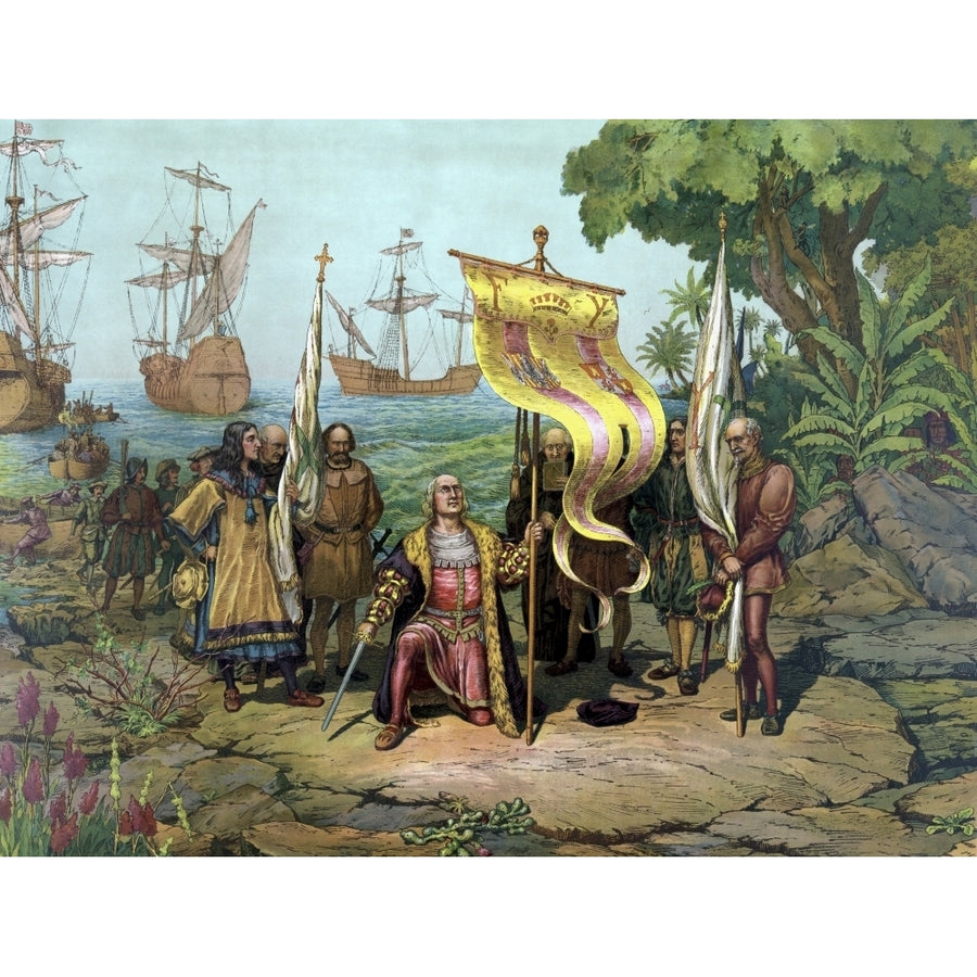 Christopher Columbus taking possession of the country Poster Print Image 1