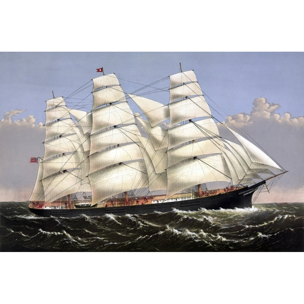 Vintage print of the Clipper ship Three Brothers Poster Print Image 1