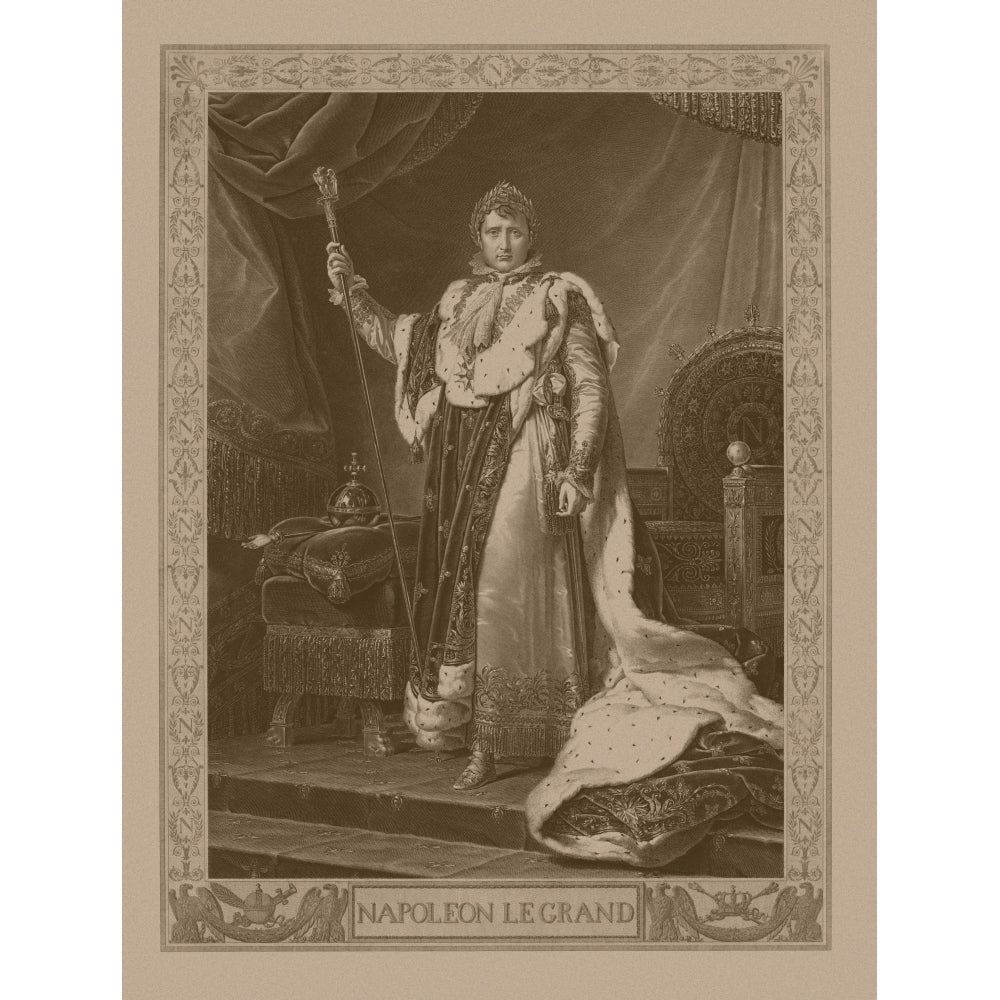 Napoleon Bonaparte in his coronation costume sitting on his imperial throne Poster Print Image 2