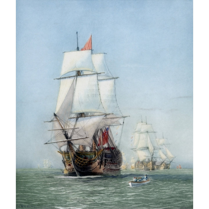 Vintage print of HMS Victory of the Royal Navy Poster Print Image 1