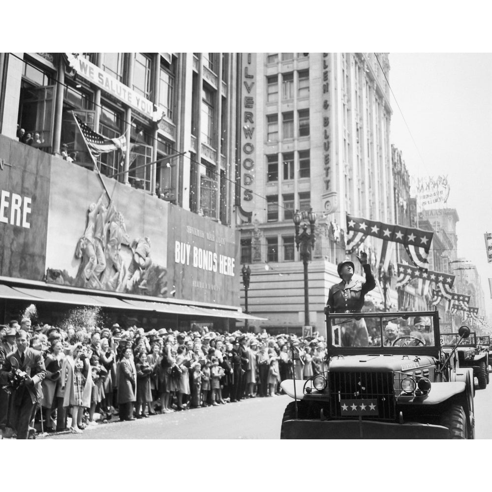 General George Patton during a ticker tape parade Poster Print Image 2