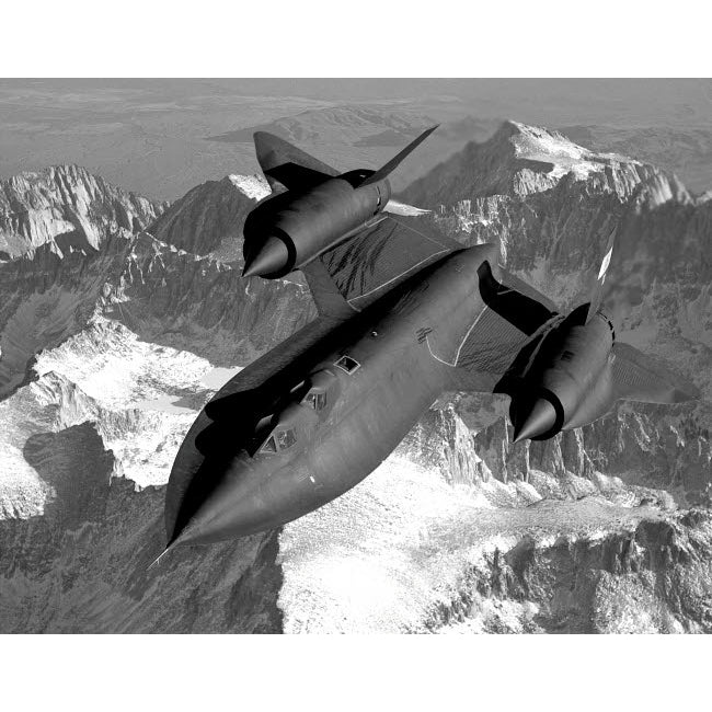 A SR-71B Blackbird flying across the Sierra Nevada Mountains Poster Print by John Parrot/Stocktrek Images Image 1