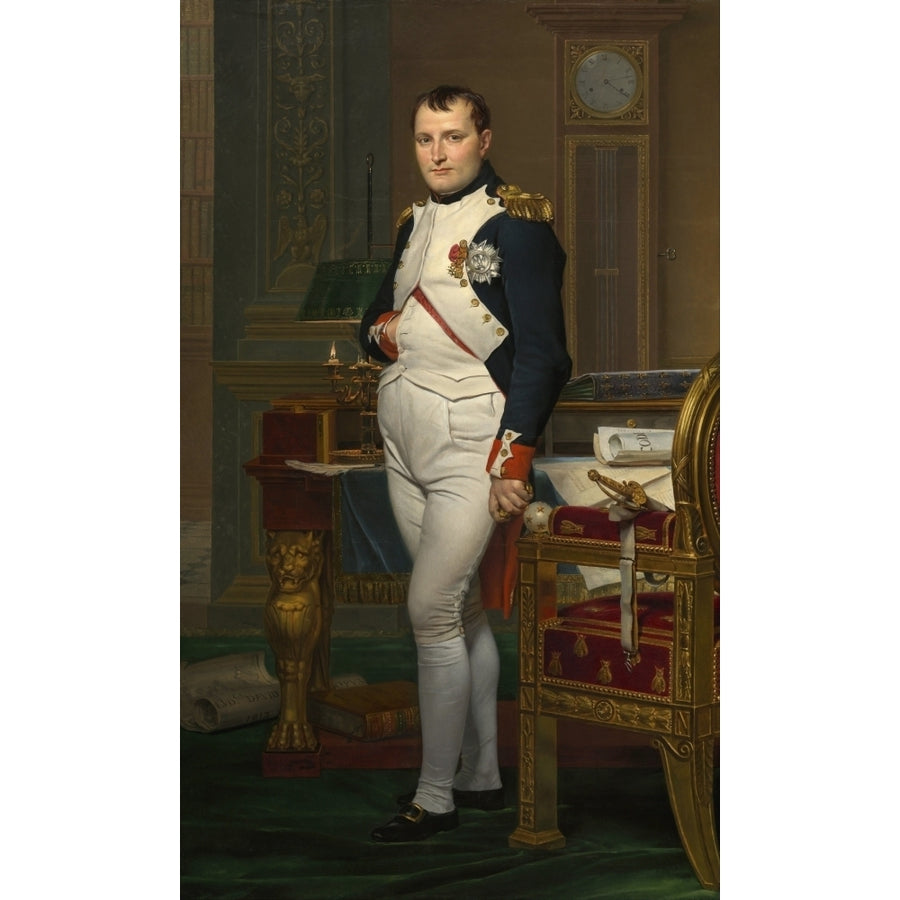 Vintage painting of The Emperor Napoleon in his study Poster Print Image 1