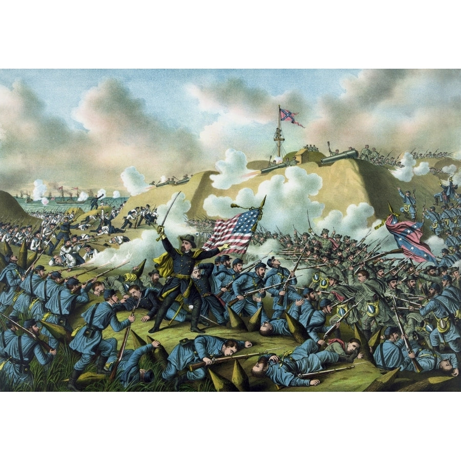 Civil War print depicting the Union Armys capture of Fort Fisher Poster Print Image 1