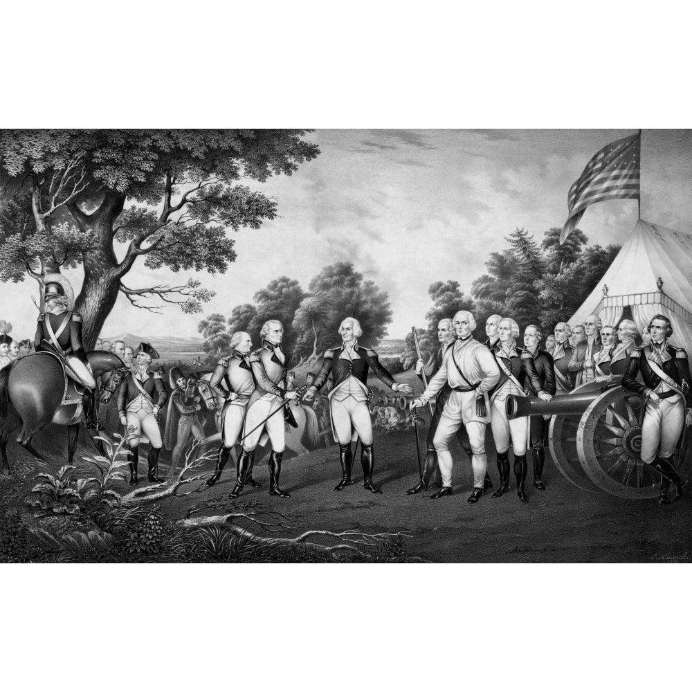 The surrender of British General John Burgoyne at Saratoga Poster Print Image 1