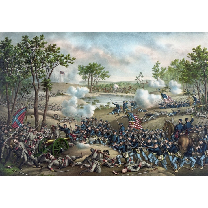 Vintage Civil War print of the Battle of Cold Harbor Poster Print Image 1