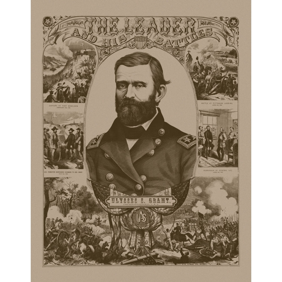 Civil War poster of General Ulysses S. Grant wearing his military uniform Poster Print Image 1