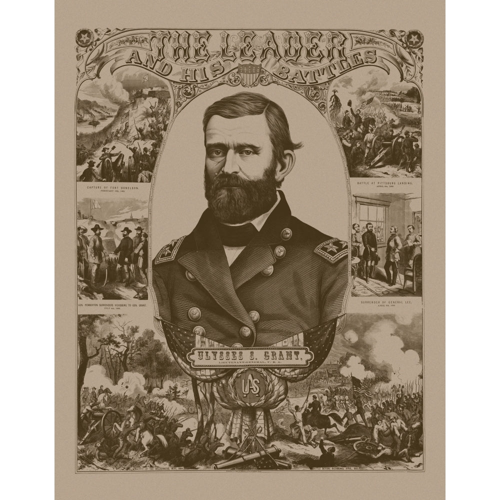 Civil War poster of General Ulysses S. Grant wearing his military uniform Poster Print Image 2