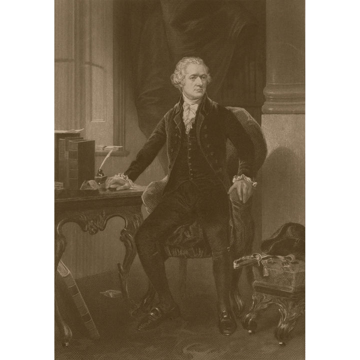 American History print of Alexander Hamilton sitting at his desk Poster Print Image 1