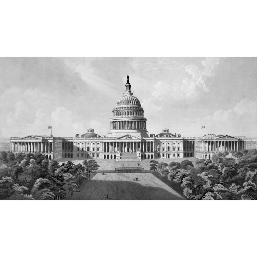 Vintage architecture print of The United States Capitol Building Poster Print Image 1