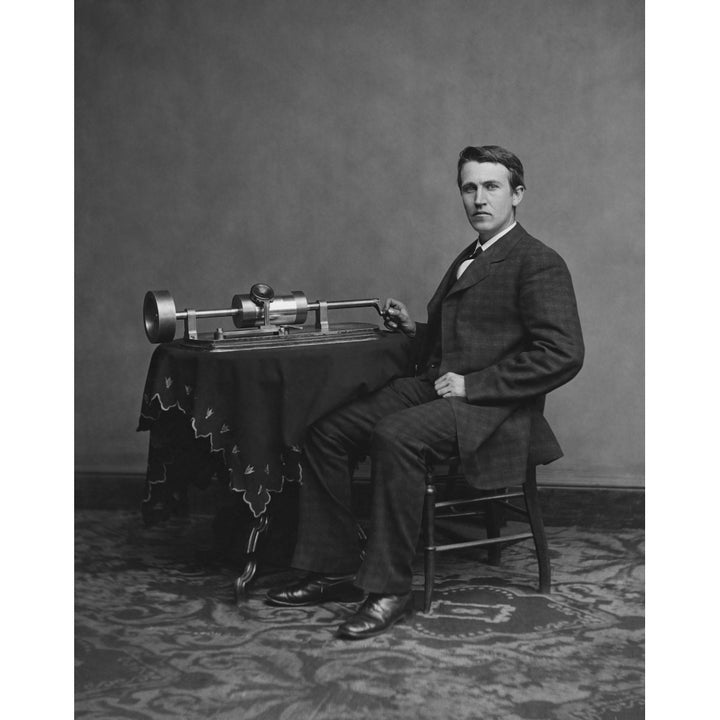 Thomas Edison with his second phonograph circa 1878. Poster Print by John Parrot/Stocktrek Images Image 2