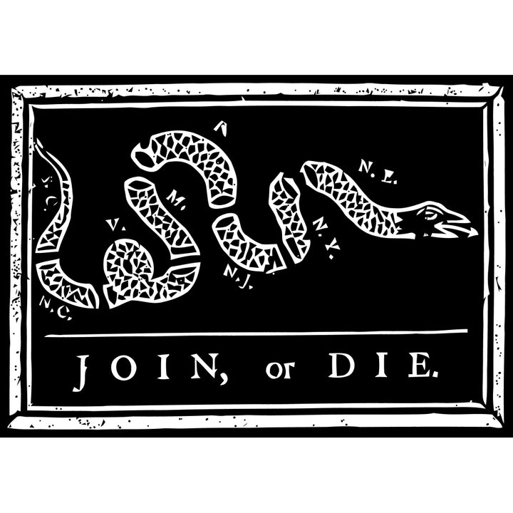 Join or Die political cartoon by Benjamin Franklin. Poster Print by John Parrot/Stocktrek Images Image 1